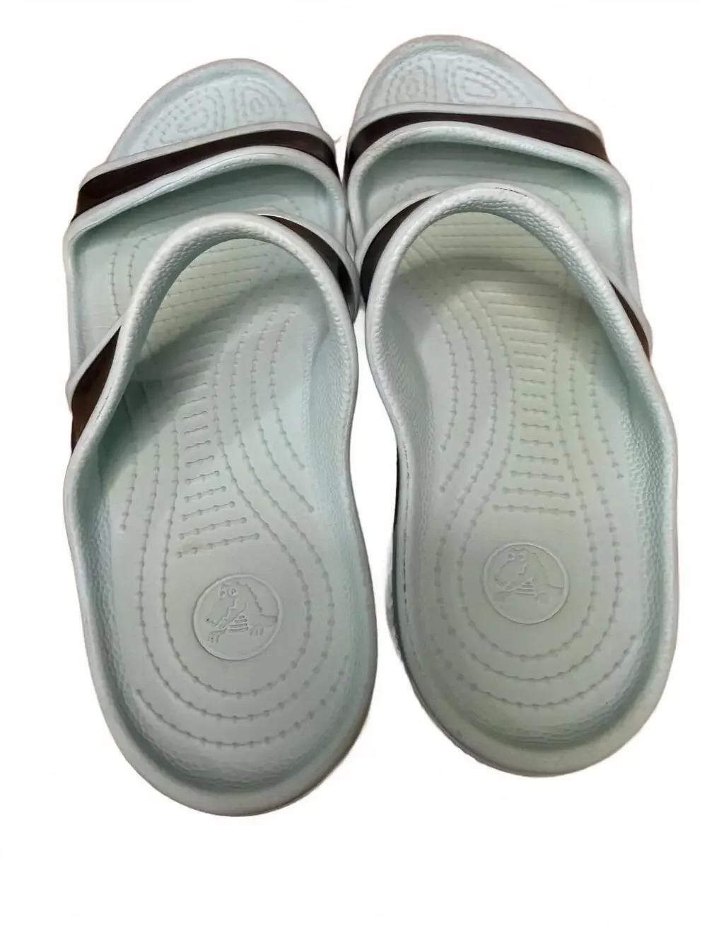 Crocs Swiftwater Sandals Size 8 Gray Blue Slip On Slide Pool Beach Resort - Picture 5 of 6